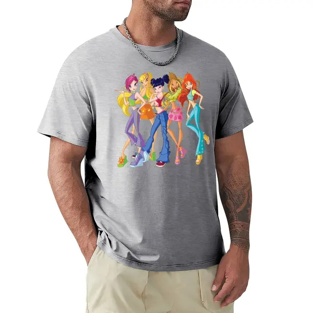 Camiseta O Clube das Winx Simples Unissex Blusa Algodao Confortável Estampado Personagens