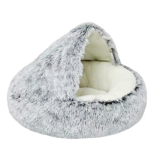 Cama Pet Lavável Semi Fechada Iglu Pelúcia para Cães e Gatos P 50 cm até 5kg