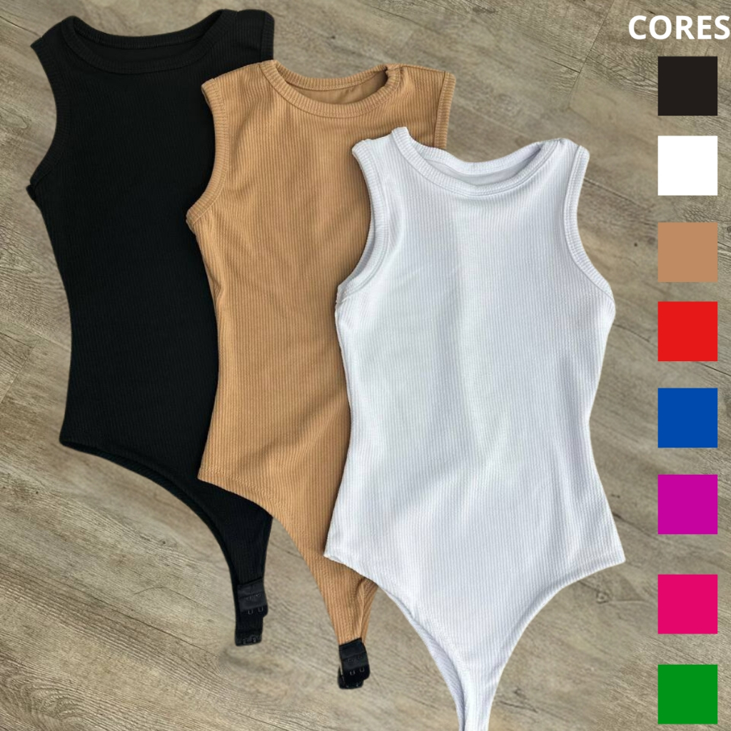 Body Feminino Regata Tecido Anarruga Atoalhado Premium com Forro Bory Verão Canelado Candy Colors em Oferta na Shopee
