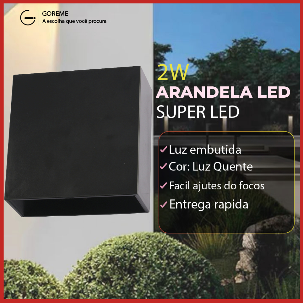 Arandela LED 4W Slim 2 Focos Ajustáveis + Luz Embutida - Modelo Europeu Moderno Interno e Externo Paredes e Muros Preto e Branco