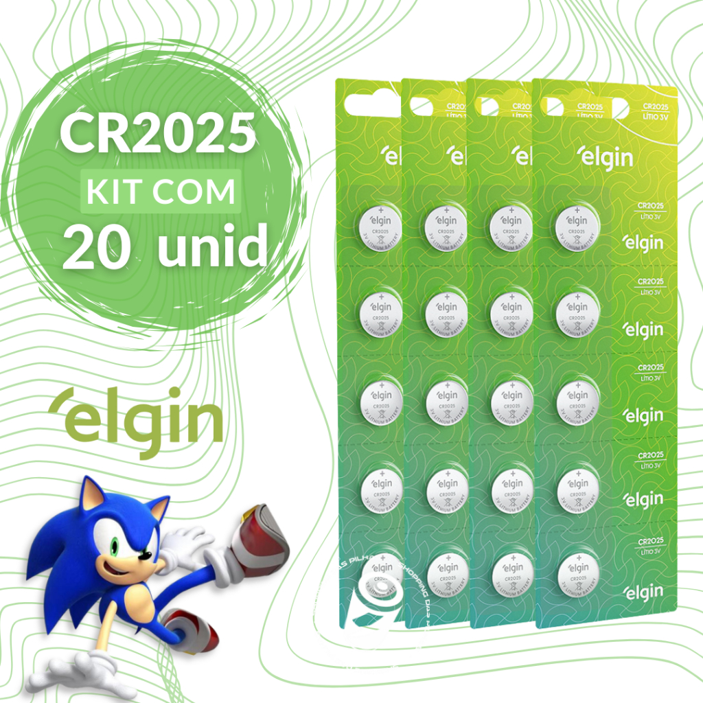 20 Baterias CR2025 3V Tipo Moeda Litio Lithium Elgin Energy - 04 Cartelas C/ 05 Unidades em Oferta na Shopee