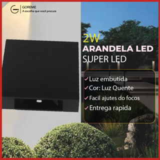 Arandela LED 4W Slim 4 Focos Ajustáveis + Luz Embutida, Modelo Europeu Moderno para Interno e Externo, Preto, Branco em Oferta na Shopee