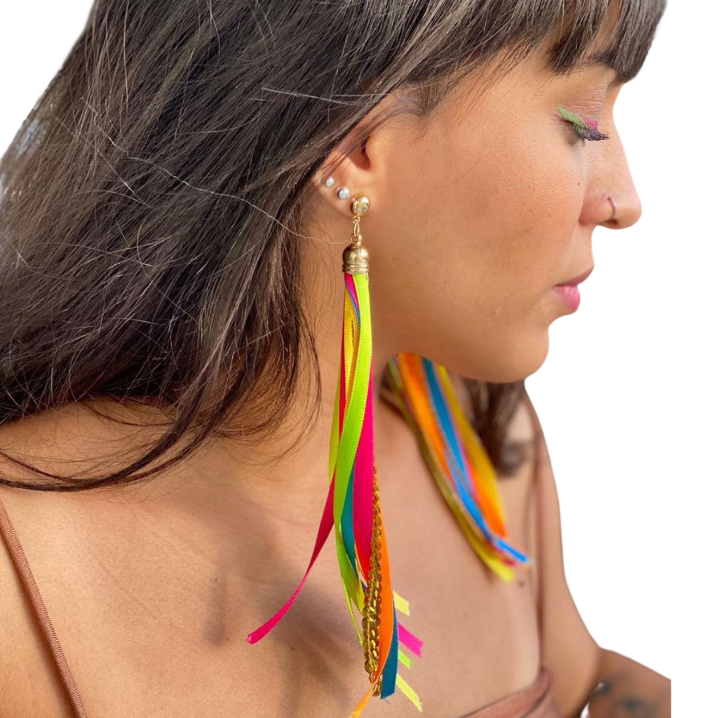 Brinco De Fitas E Paêtes Coloridos Festas Carnaval Brilho em Oferta na Shopee