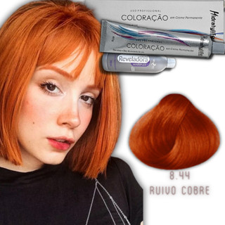 Coloração Permanente Ruivo Cobre 8.44 + Água Oxigenada | Hidratação e Cobertura Perfeita | Entrega Rápida