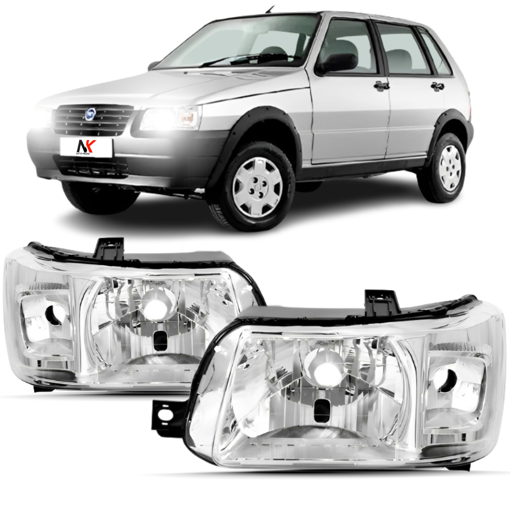 Par/Un Farol Dianteiro Uno 2004 2005 2006 2007 2008 á 2013 Cromado em Oferta na Shopee