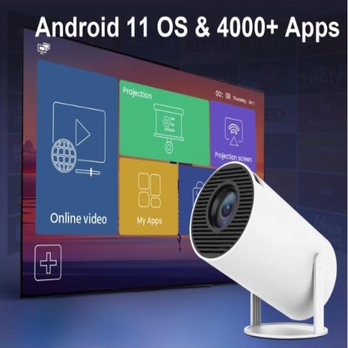 Projetor 4k Hy300 Hd 200 Ansi Smart Cinema Bluetooth 5.0 Bivolt Android 11 5G Wifi 6 Envio Imediato.