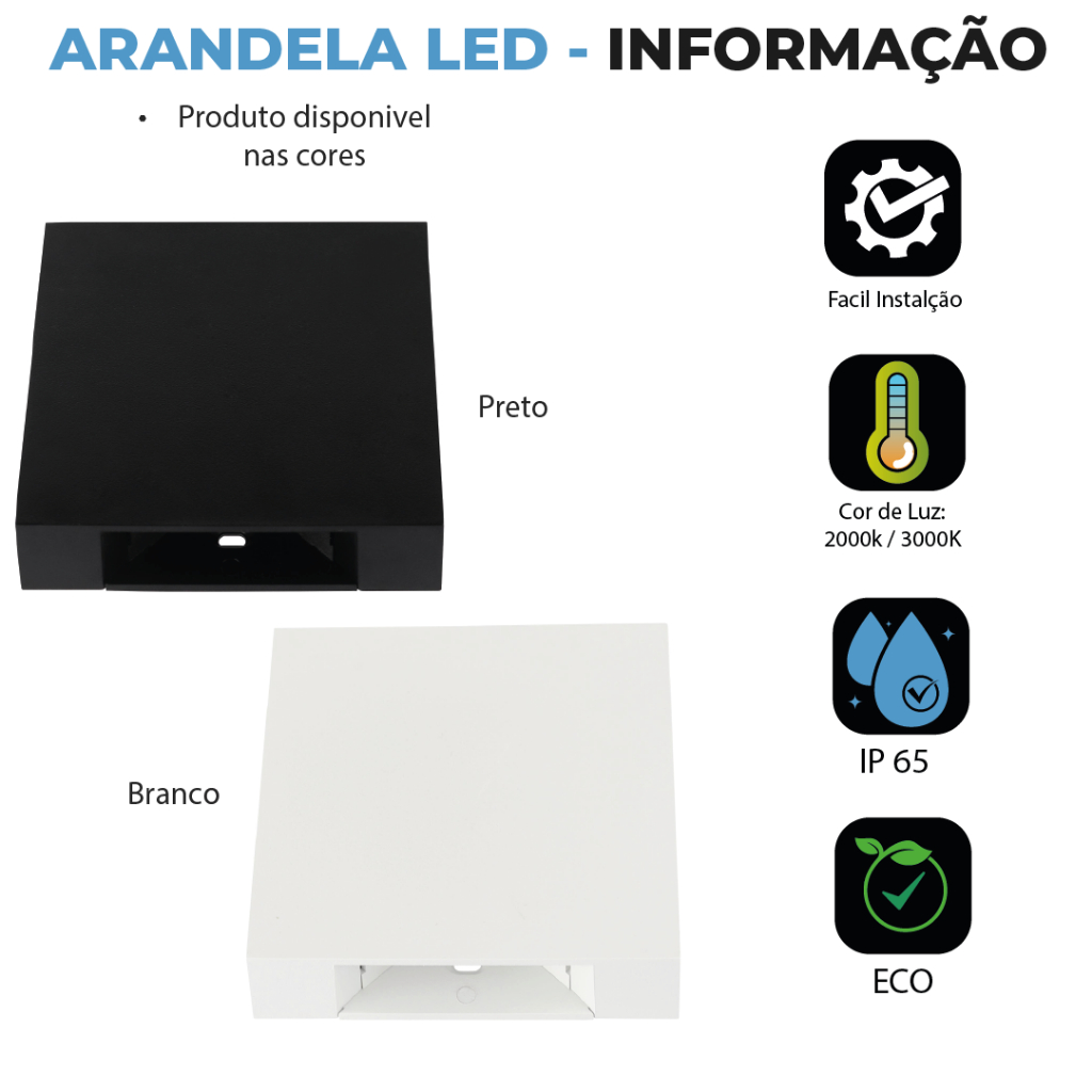 Detalhes do Kit 5 Arandelas LED 4W Slim 4 Focos Ajustáveis + Luz Embutida, ModeloEuropeuModernopara Interno e Externo, Preto, Branco