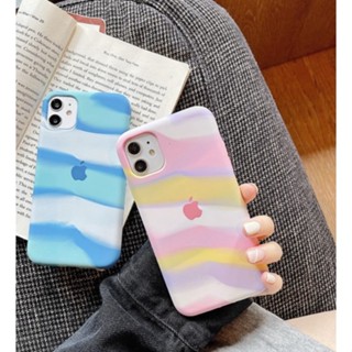 Capa Algodão Doce Silicone para IPhone 6G/7G/8G/6Plus/7Plus/8Plus/Xs/Xr/Xs Max//11/11pro/11promax/12mini/12/12Pro/12Promax Arco Iris Aveludado
