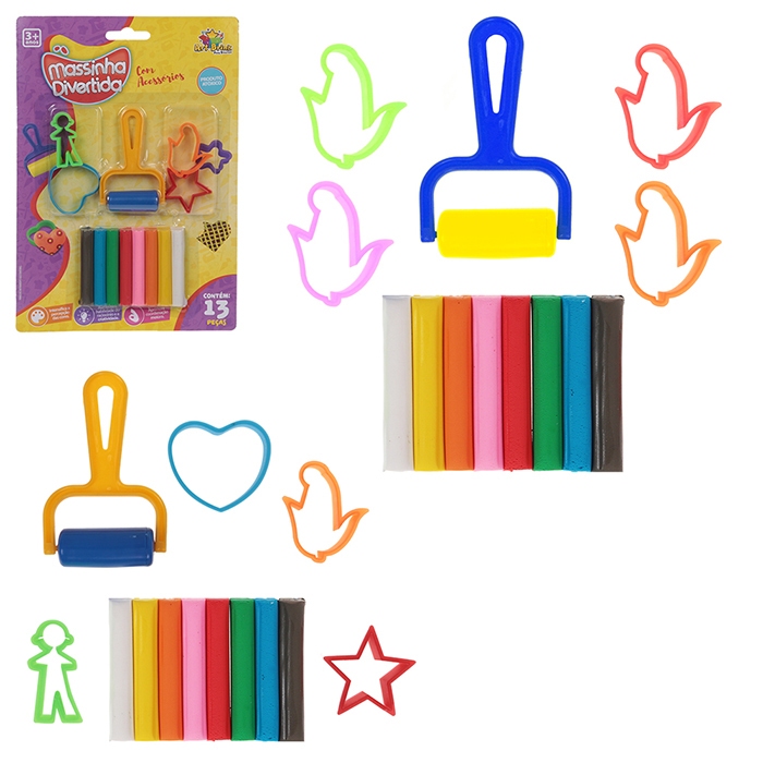 Massinha De Modelar Diversão C/ Forminhas E 8 Cores Massa Cor Colorido em Oferta na Shopee