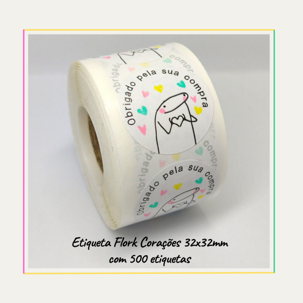 500 Etiquetas Adesivas Flork/ Bento Corações Obrigado Pela Sua Compra em Oferta na Shopee