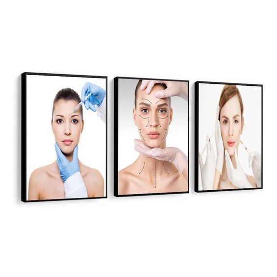 Quadro de decoração clínica de estética- estética facial-botox-preenchimento facial-kit com 3 peças