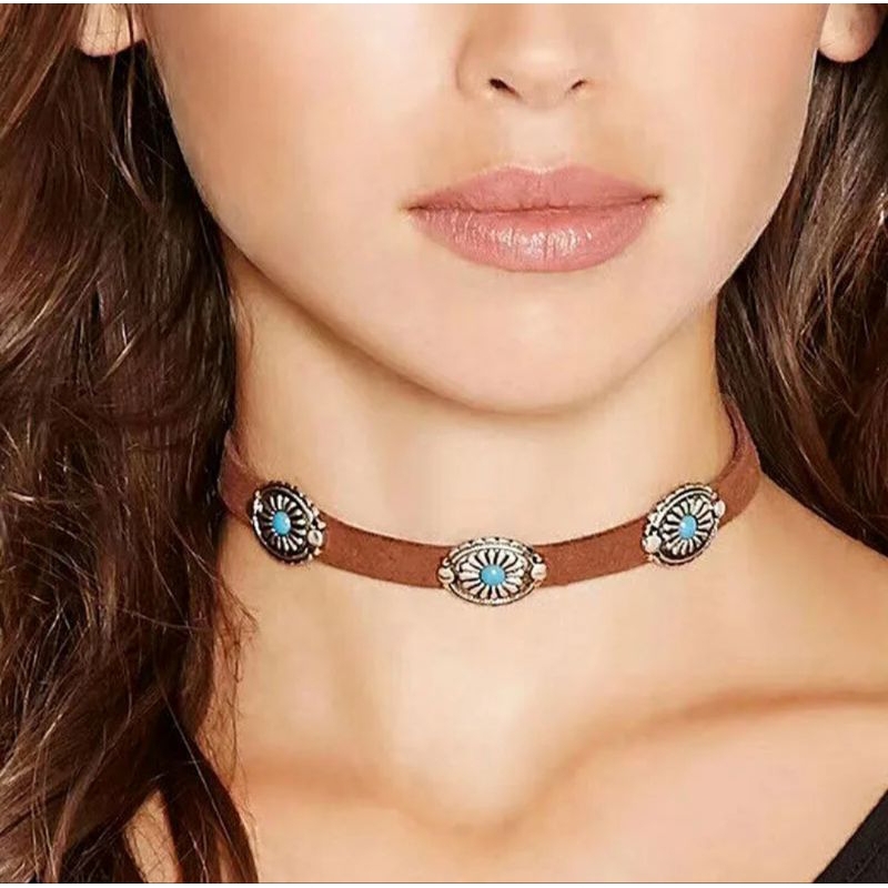 Colar Choker Gargantilha Couro  Moda Country