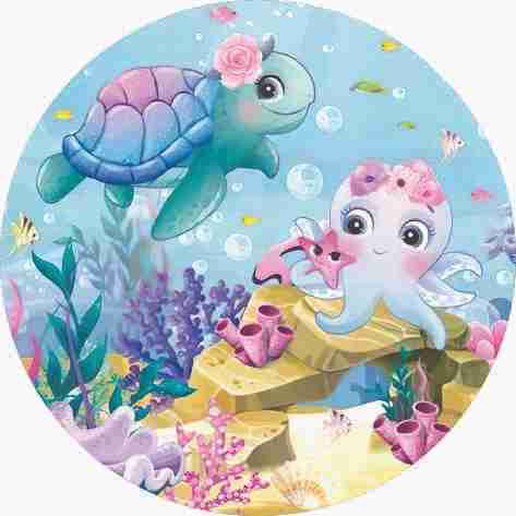 Painel FUNDO DO MAR, Redondo Helanca Premium 150x150 C/ elástico em Oferta na Shopee