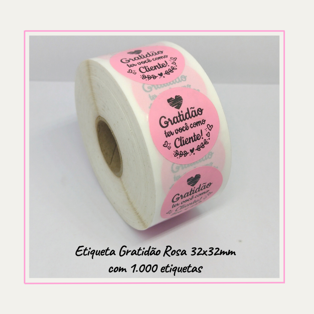 Etiquetas Adesivas Gratidão Ter Você como Cliente Redondo Rosa em Oferta na Shopee