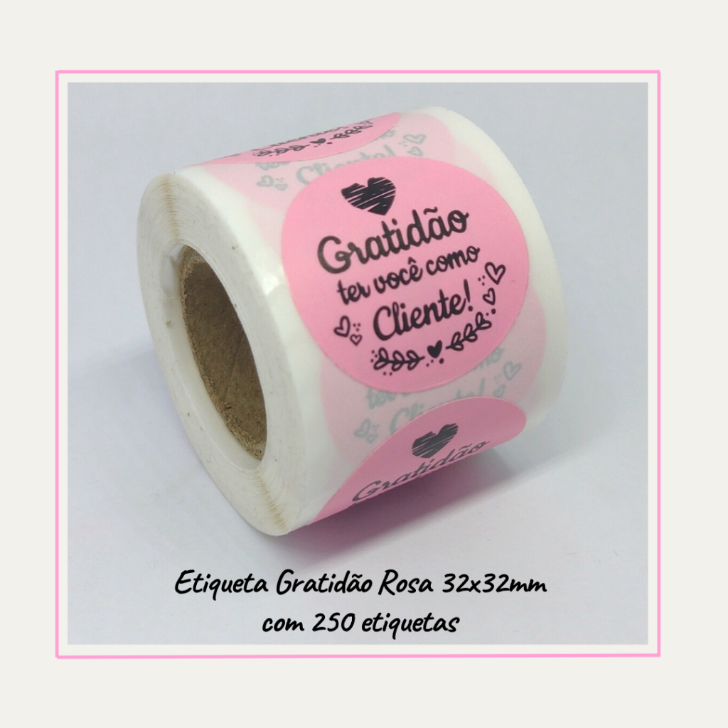 250 Etiquetas Adesivas Gratidão Ter Você Como Cliente Rosa em Oferta na Shopee