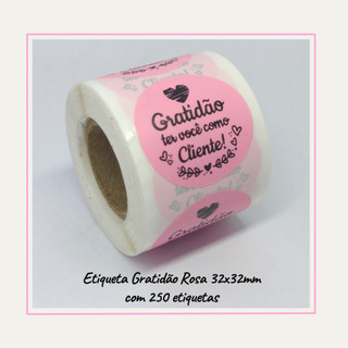 250 Etiquetas Adesivas Gratidão Ter Você Como Cliente Rosa