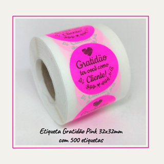 500 Etiquetas Adesivas Gratidão Ter Você Como Cliente Pink em Oferta na Shopee