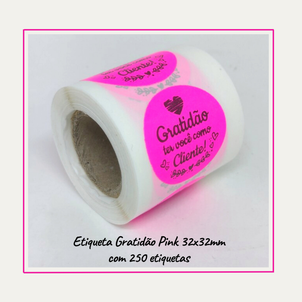 250 Etiquetas Adesivas Gratidão Ter Você Como Cliente Pink em Oferta na Shopee