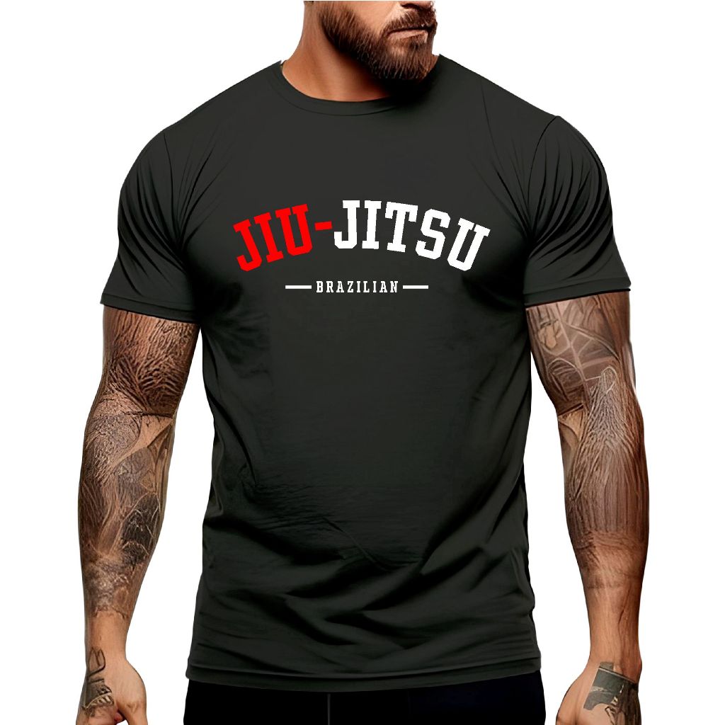 Camiseta Masculina Jiu Jitsu Brazilian Bjj Skill Martial Arts Manga Curta Gola Redonda 100% Algodão 30.1 Penteado