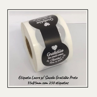 250 Etiquetas Adesivas Lacre Para Saco Sacola Gratidão Preto em Oferta na Shopee