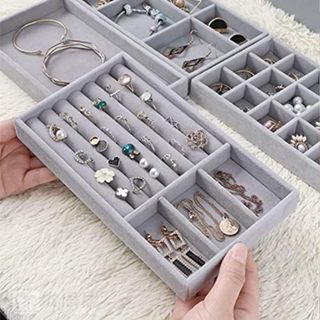 Organizador Porta Joias 21.5x12.5x2.5cm Para Exibir Anéis, Pulseiras, Brincos, Auxiliar Na Organização E Armazenamento De Jóias Multicoloridos Universal