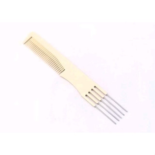 Pente de Carbono CB615 Branco Para Armação de Penteado com Dentes de Metal de Pente Garfo