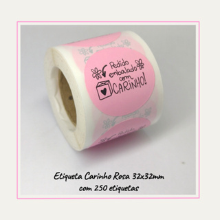 250 Etiquetas Adesivas Pedido Embalado com Carinho Rosa em Oferta na Shopee