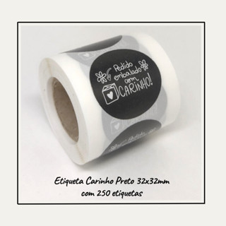 250 Etiquetas Adesivas Pedido Embalado com Carinho Preto em Oferta na Shopee