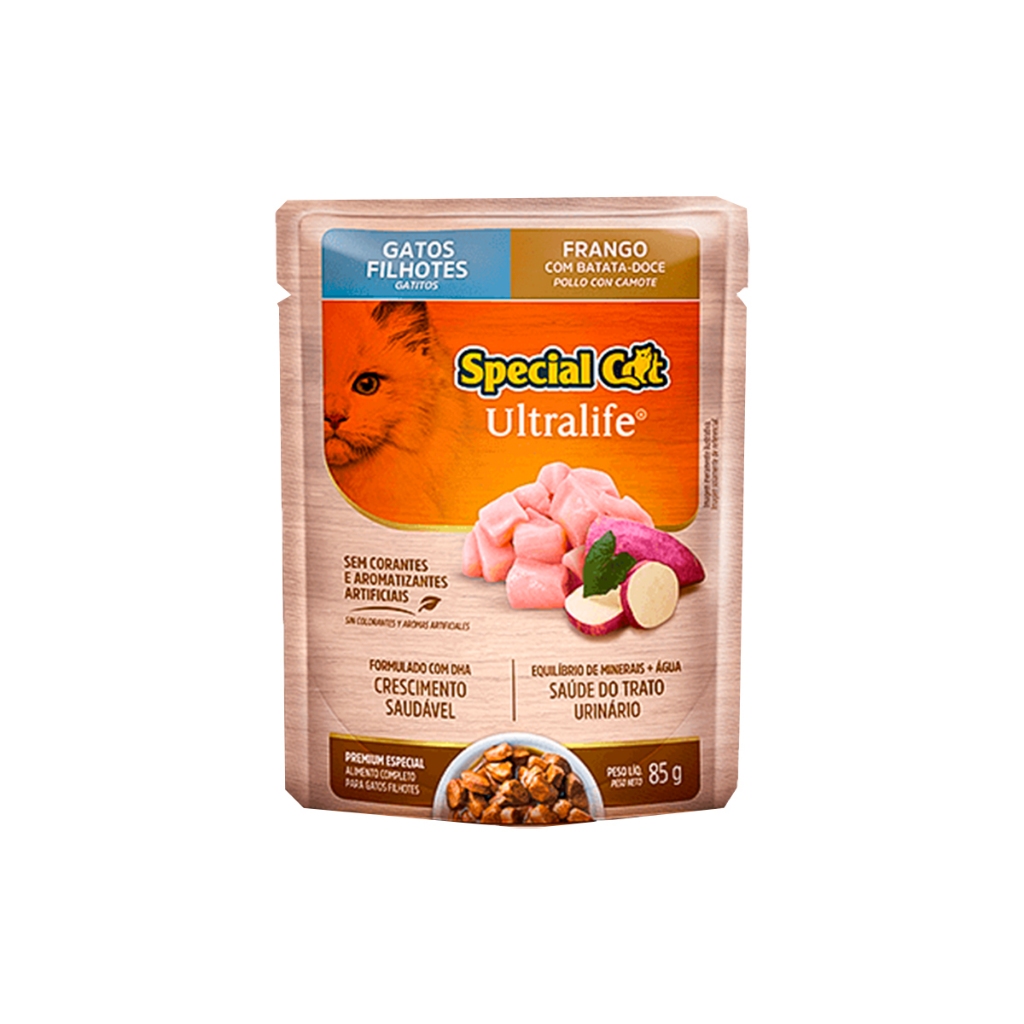 Racao Special Cat Sache Gatos Filhotes Frango 85g em Oferta na Shopee