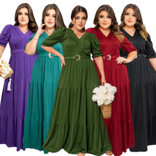 Vestido Longo Evangélico Plus Size Duas Marias Com Cinto Festa Congresso Moda Cristã Madrinha Festa Casamento