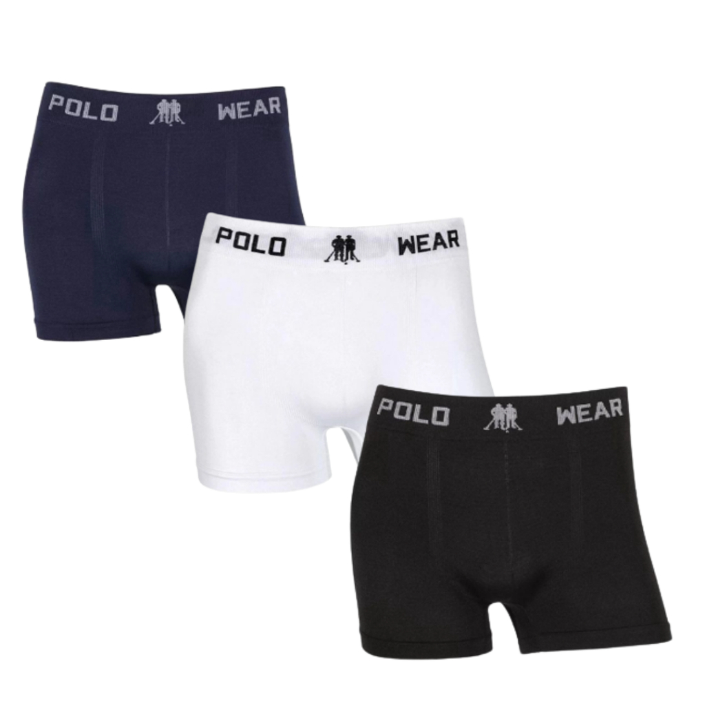 Kit 3 Cuecas Boxer Masculino Adulto - Cueca Box Masculina Polo Wear Original em Oferta na Shopee