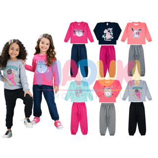 Kit 4 Peças Moletom Feminino Infantil Roupa Menina