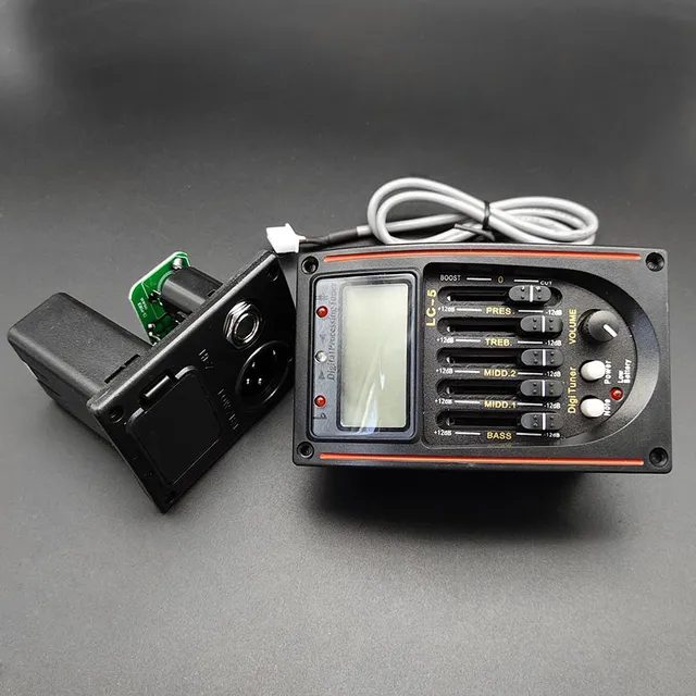 Captador Pré Equalizador 5 Bandas Lc-5 Lc5 Afinador Vermelho Violão Viola