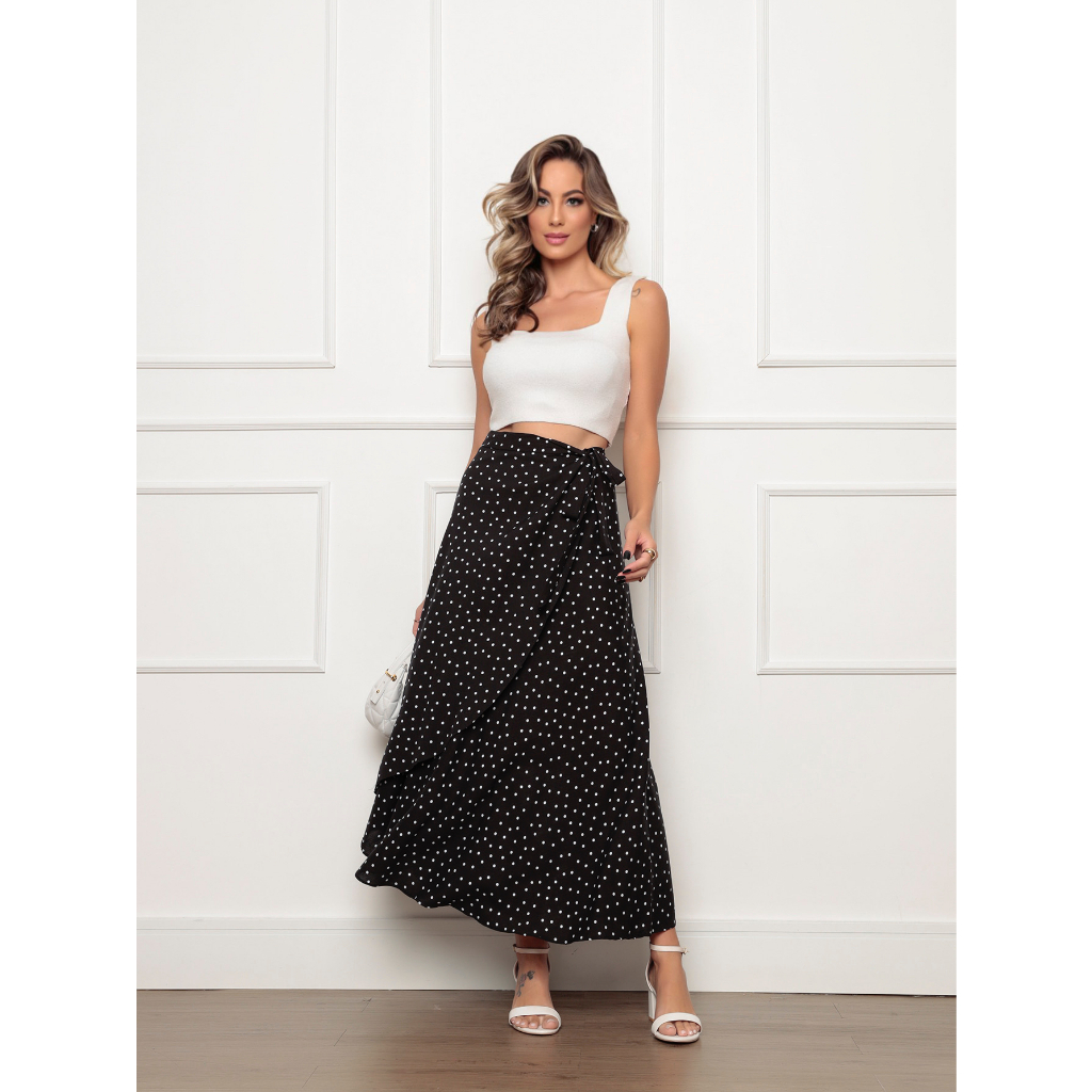 Saia Envelope Feminina Saia Transpassada Saia Envelope Longa Saia feminina Longa Saia Feminino em Oferta na Shopee
