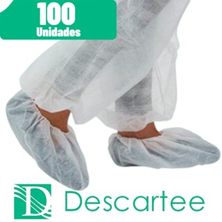 Sapatilha Propé Descartável C/ Elástico- TNT Branco c/ 100 - DESCARTEE