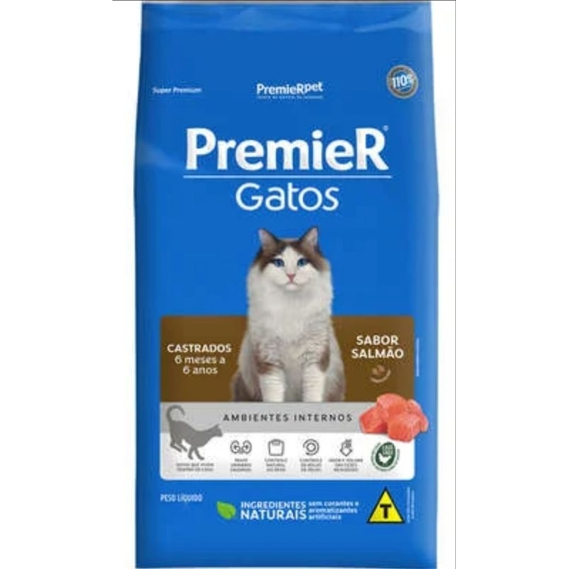 Ração PremieR Gatos Castrados 6 meses a 6 anos Salmão 7,5kg