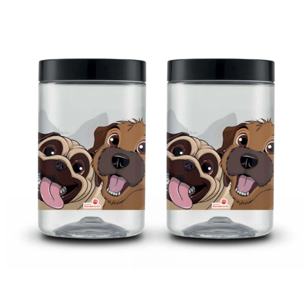 Kit 2 Unidades Pote 1500ml Mix Dog Plástico Cachorro Estampa Exclusiva Mantimento Cozinha Achadinhos Shopee
