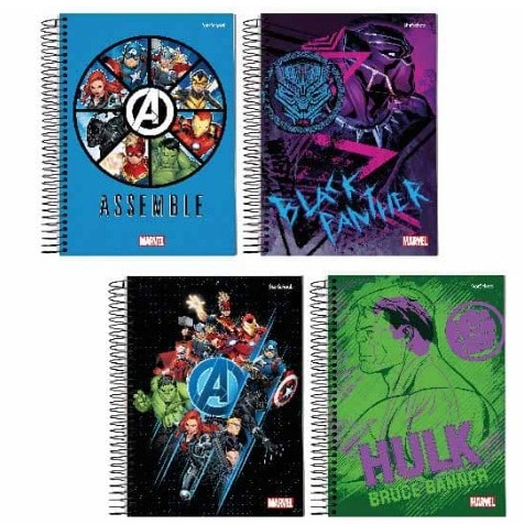 Caderno Universitário Capa Dura Avengers Vingadores 320 Folhas - 20 Matérias Marvel em Oferta na Shopee