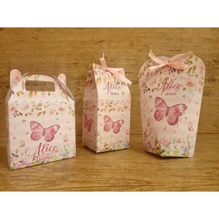 Caixinhas tema Jardim das Borboletas Rosa - Kit com 30 Caixinhas