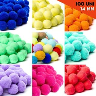 Pompom Cores Diversas 14mm - Com 100 Unidades - BRX