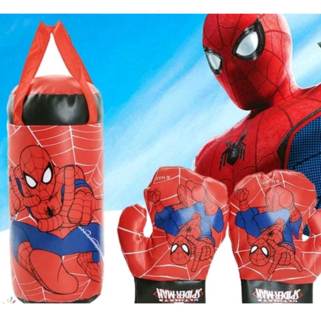 Saco De Pancadas Infantil Boxe Com Luvas Homem Aranha Brinquedo