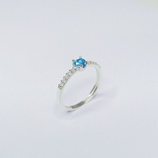 ANEL CORAÇÃO PRATA 925 - ANEL PEDRA AZUL BB - ANEL FEMININO EM PRATA 925 LEGÍTIMA