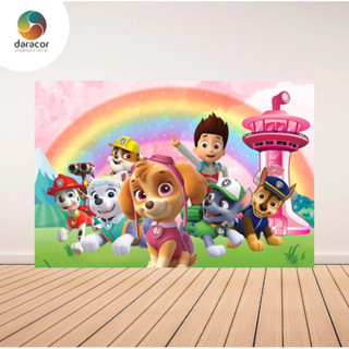 Painel Retangular Patrulha Canina Rosa 1,00x1,50 C/Overloque