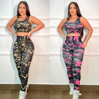 Kit Com 2 Conjuntos De Academia Com Top e Calça Legue em Oferta na Shopee