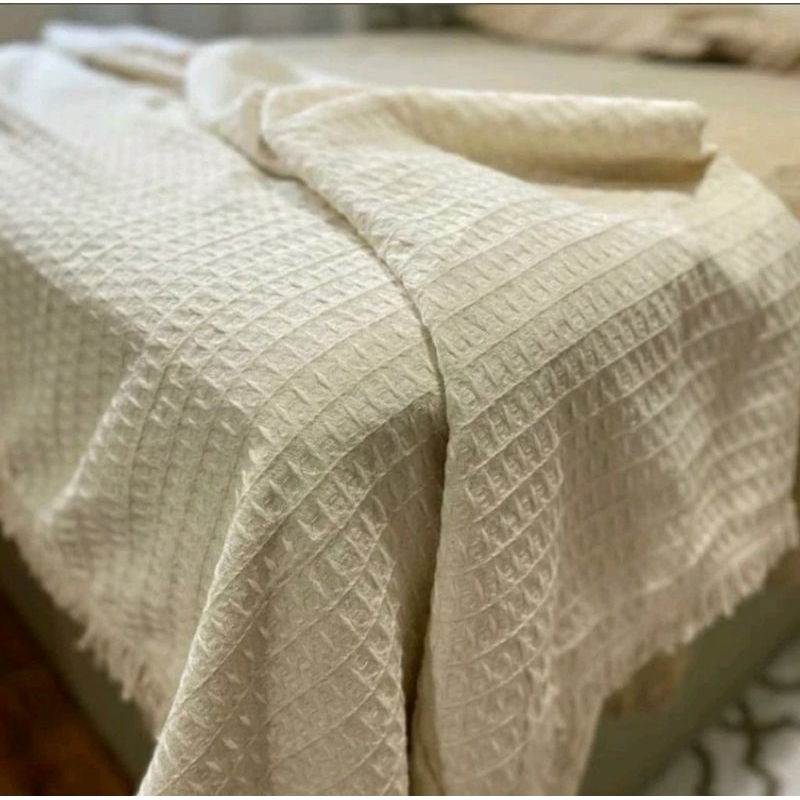 Manta Casal King Premium Cor Bege Cru Crua Trabalhada Para Cama Posta ou Sofa Sala Artesanal Algodao Minimalista Boho Chic Moderno Ideia Presente Cha de Panela Casamento Mae Esposa Avo