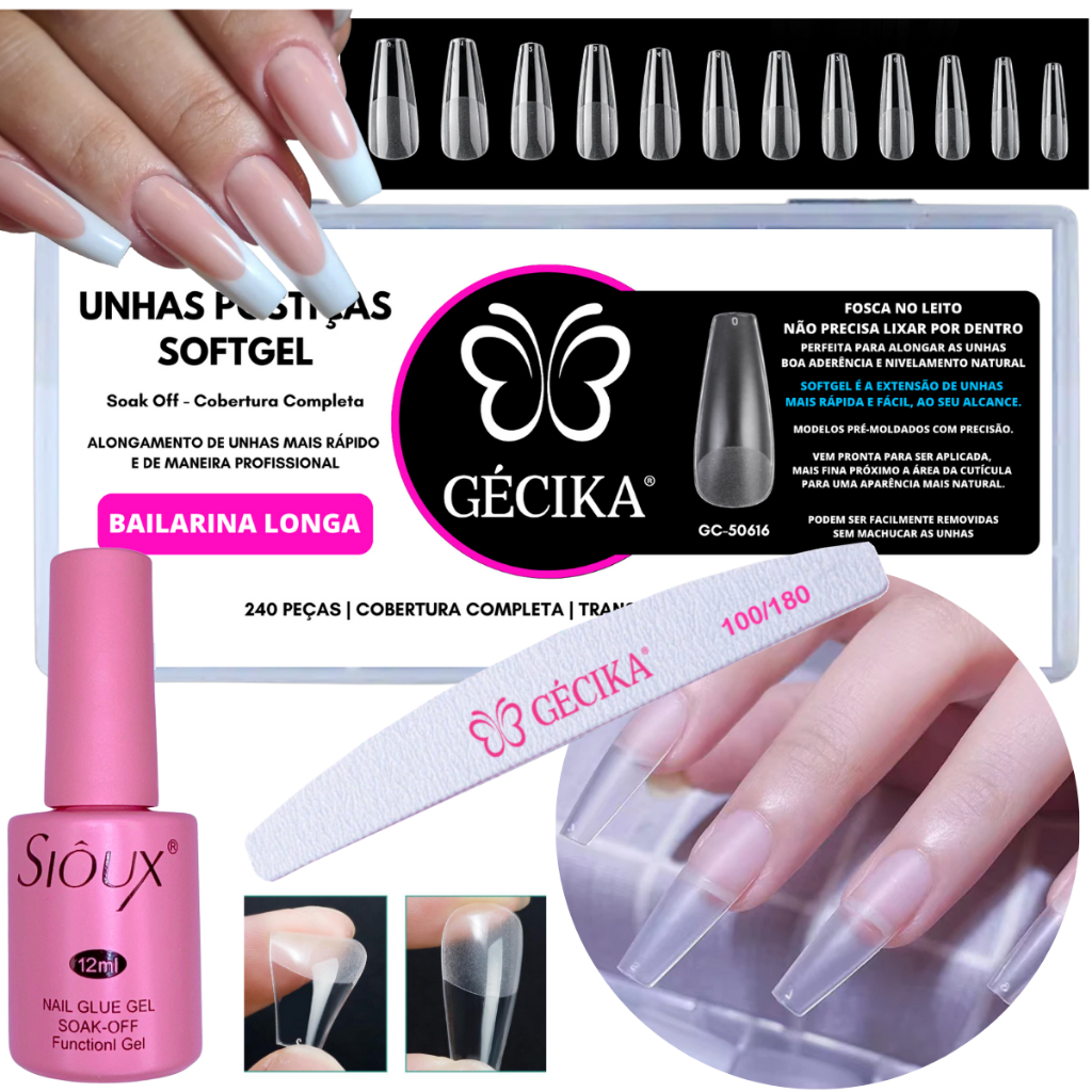 Unha Softgel Almond Tips De Gel Almond Modo De Aplicar Igual Da Tip De Gel Lara e Speed Tip Gel Unhas Kit Unha Gel Acrigel