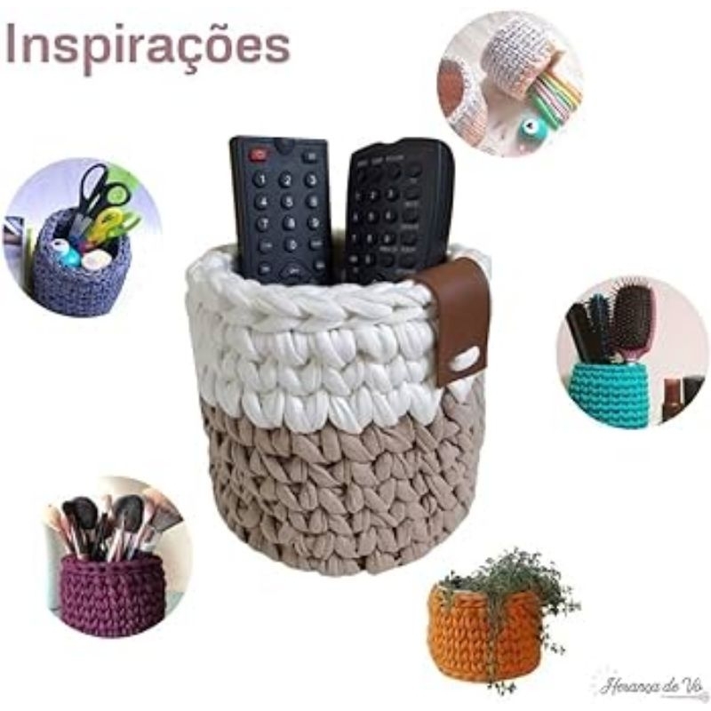 porta trecos/ cachepo em fio de malha/ porta controle/ porta pinceis/ porta canetas.