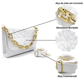 Bolsa Feminina Luxo Alça Corrente De Mão E Transversal