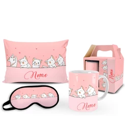 Caneca Personalizada Gatinhos Pets Gato + Kit com Nome