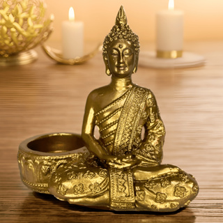 Porta Vela Buda Decorado Incensário Hindu Mini Buda Meditando Dourado em Oferta na Shopee